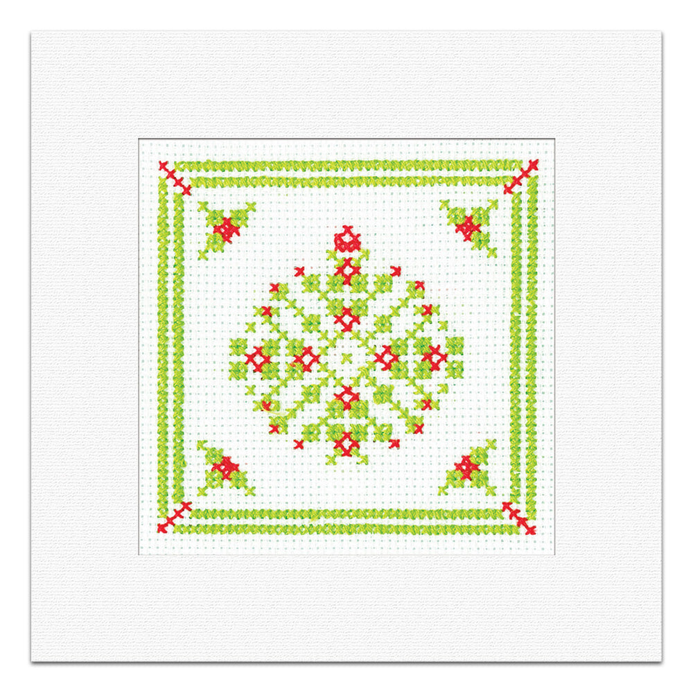 Holly Filigree Bauble Christmas Card cross stitch kit - GHBA1723