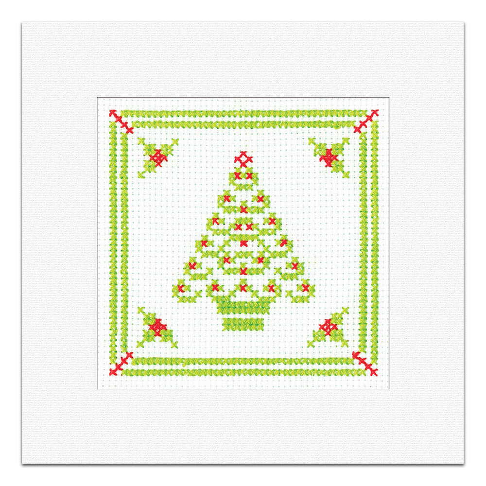 Holly Filigree Tree Christmas Card cross stitch kit - GHFT1721