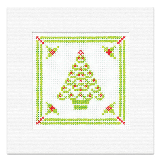 Holly Filigree Tree Christmas Card cross stitch kit - GHFT1721