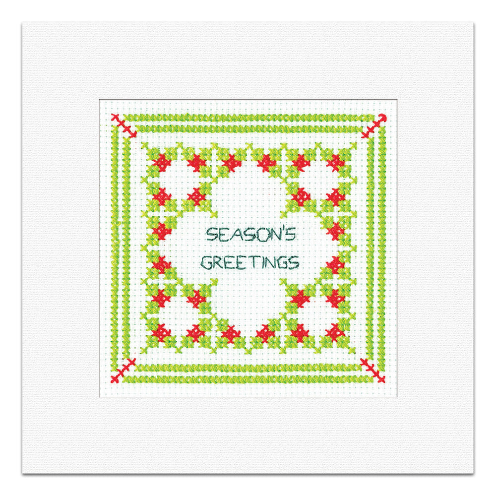 Holly Filigree Season's Greetings Christmas Card cross stitch kit - GHSG1724