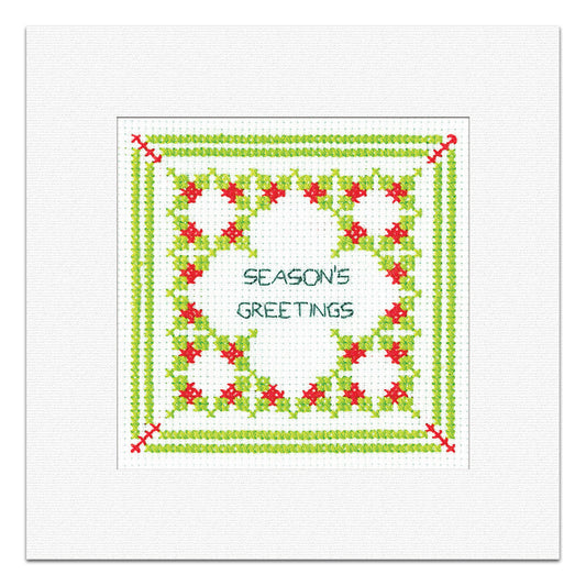 Holly Filigree Season's Greetings Christmas Card cross stitch kit - GHSG1724