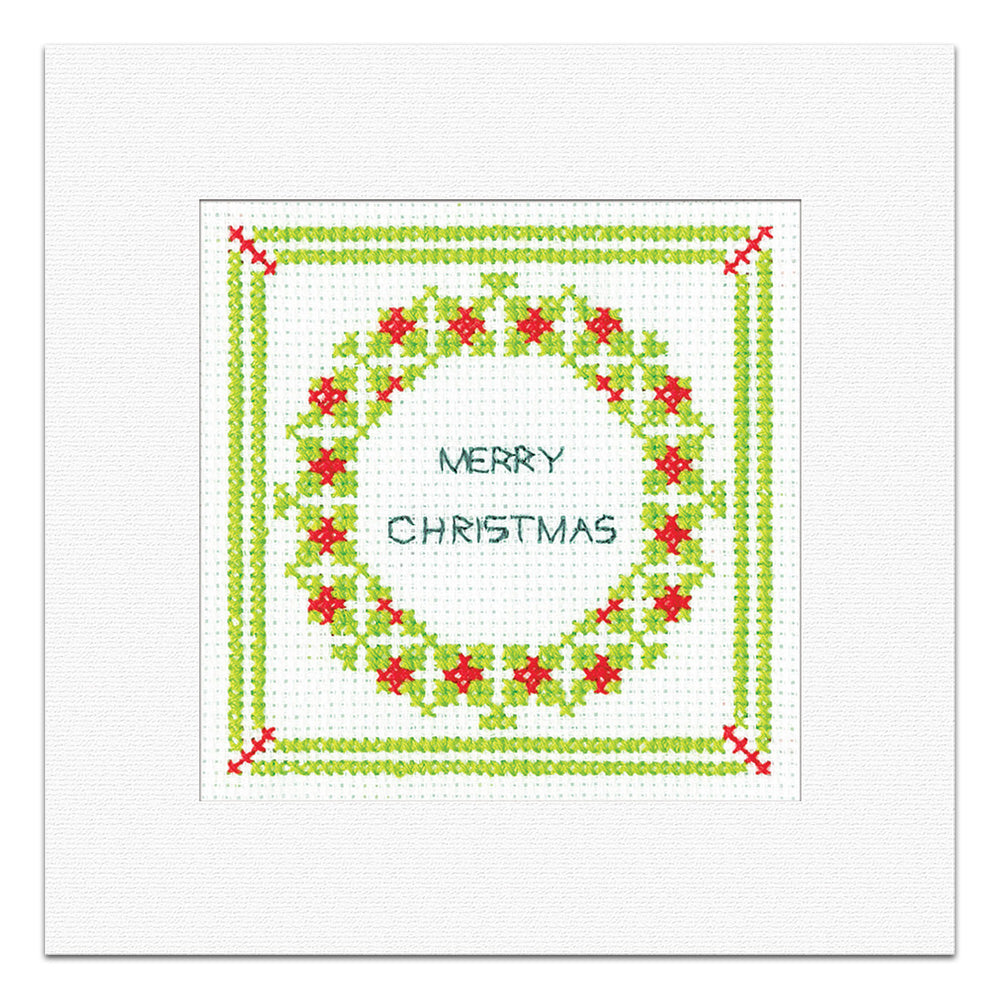 Holly Filigree Wreath Christmas Card cross stitch kit - GHWR1722