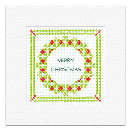 Holly Filigree Wreath Christmas Card cross stitch kit - GHWR1722