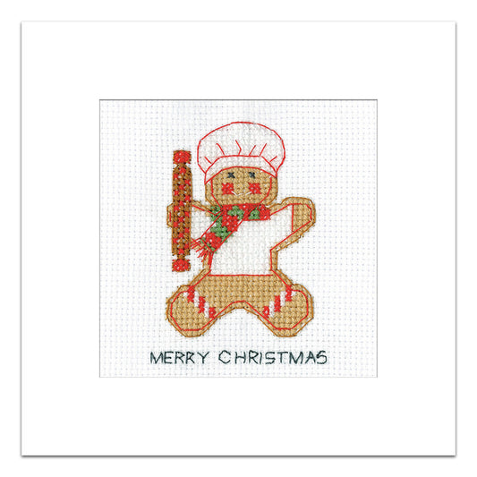 Gingerbread Baker Boy Christmas Card cross stitch kit - GIBB1788