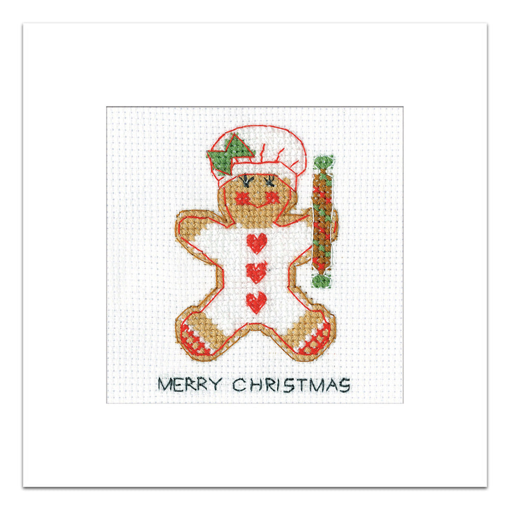 Gingerbread Baker Girl Christmas Card cross stitch kit - GIBG1789