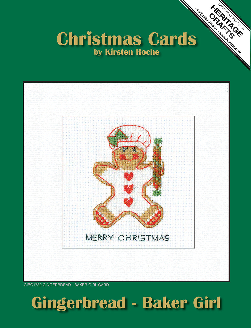 Gingerbread Baker Girl Christmas Card cross stitch kit - GIBG1789