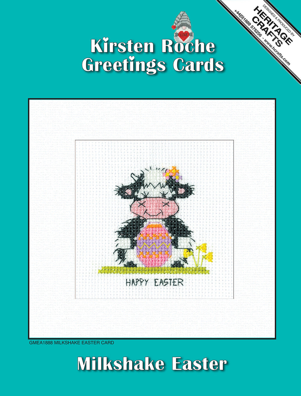 Milkshake the Cow Easter Card cross stitch kit - GMEA1888