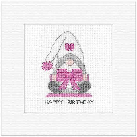 Gonk Birthday Bow Greeting Card cross stitch kit - GOBB1971