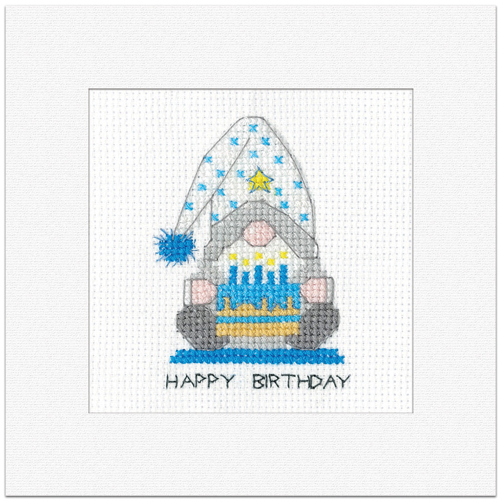 Gonk Birthday Cake Boy Card cross stitch kit - GOBC1903