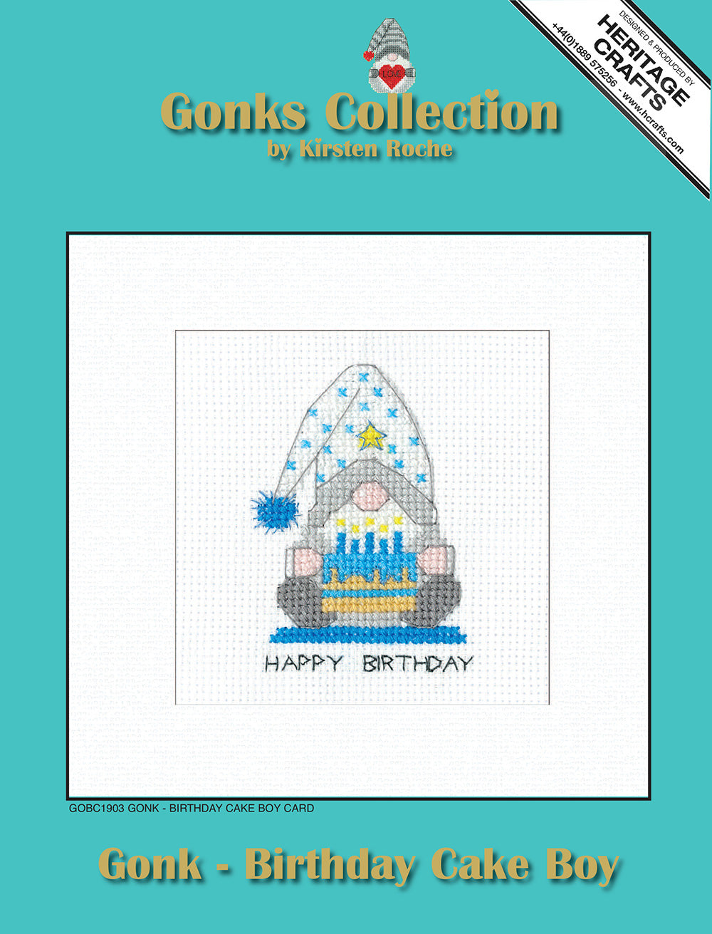 Gonk Birthday Cake Boy Card cross stitch kit - GOBC1903