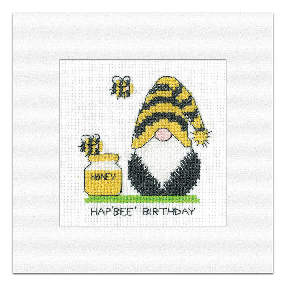 Gonk Birthday Bee Card cross stitch kit - GOBE1774