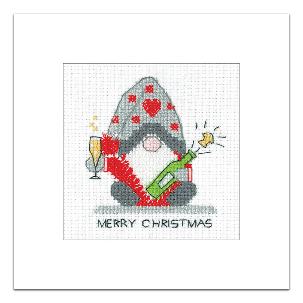 Gonk Christmas Fizz Christmas Card cross stitch kit - GOCF1786