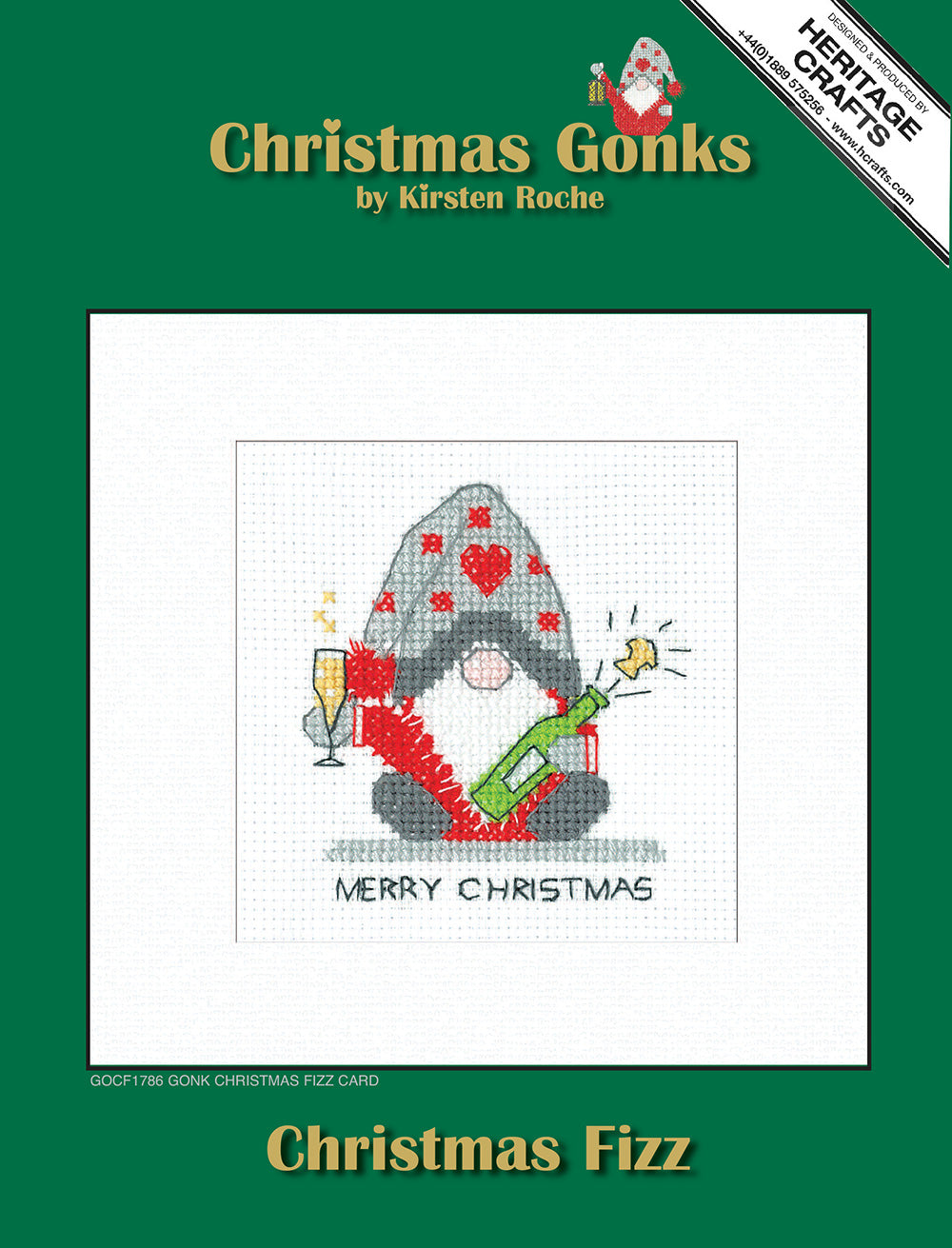 Gonk Christmas Fizz Christmas Card cross stitch kit - GOCF1786