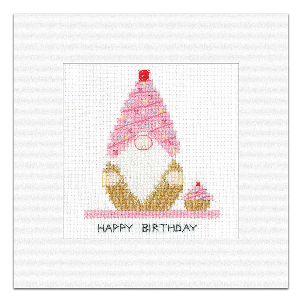 Gonk Birthday Cupcake Card cross stitch kit - GOCU1776