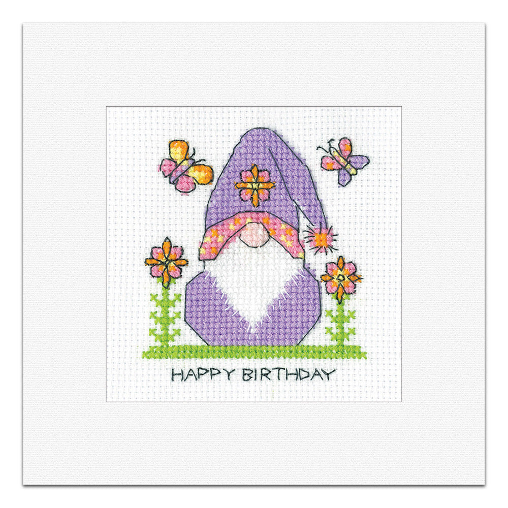 Gonk Birthday Flowers Card cross stitch kit - GOFL1777