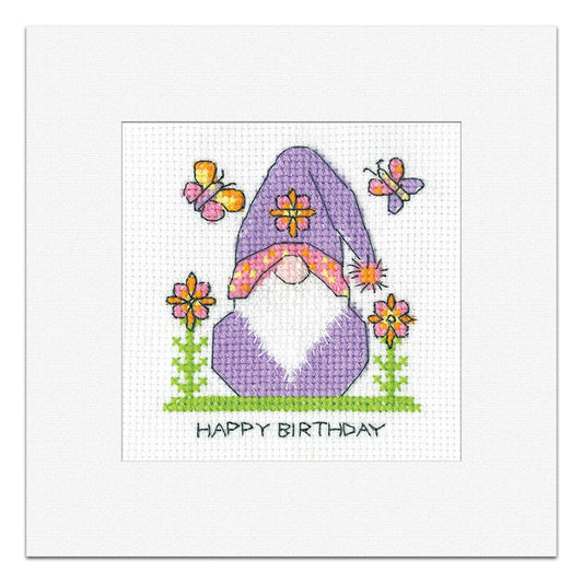 Gonk Birthday Flowers Card cross stitch kit - GOFL1777