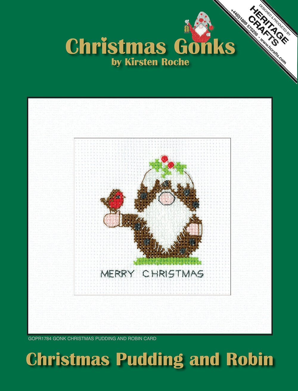 Gonk Pudding & Robin Christmas Card cross stitch kit - GOPR1784