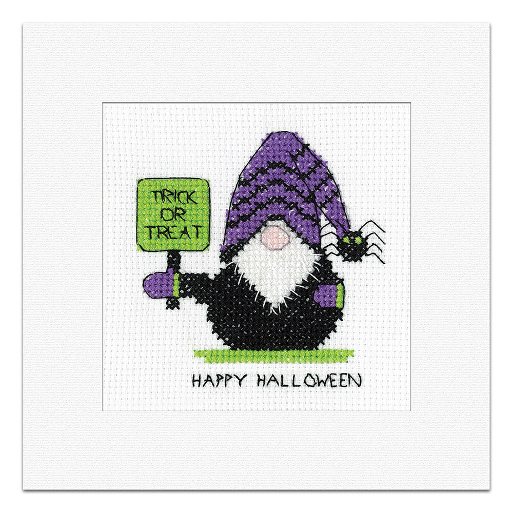 Gonk Trick or Treat Halloween Greetings Card cross stitch kit - GOTT1710