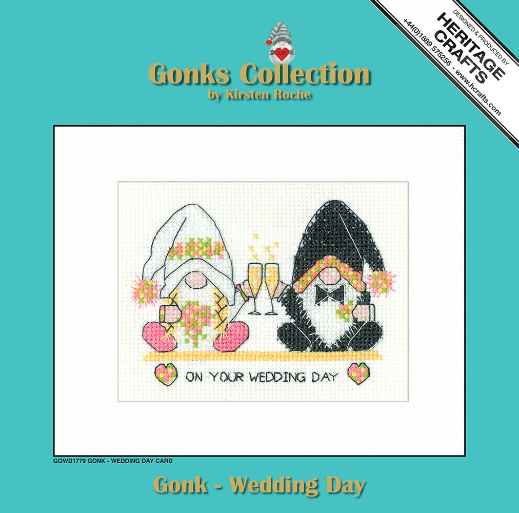 Gonk Wedding Day Card cross stitch kit - GOWD1779