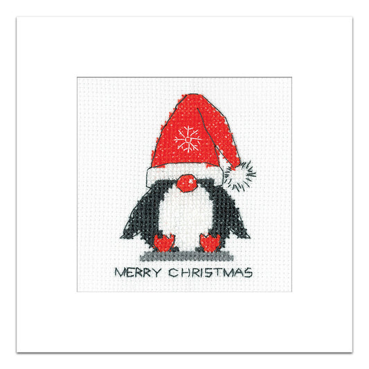 Penguin Santa Christmas Card cross stitch kit - GPSA1780