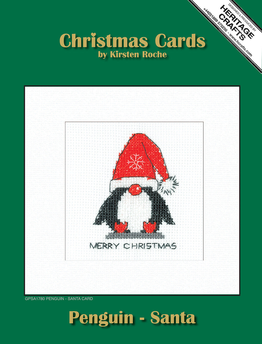 Penguin Santa Christmas Card cross stitch kit - GPSA1780