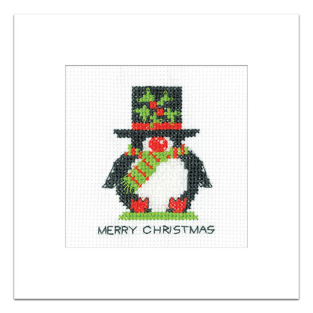 Penguin Top Hat Christmas Card cross stitch kit - GPTH1782