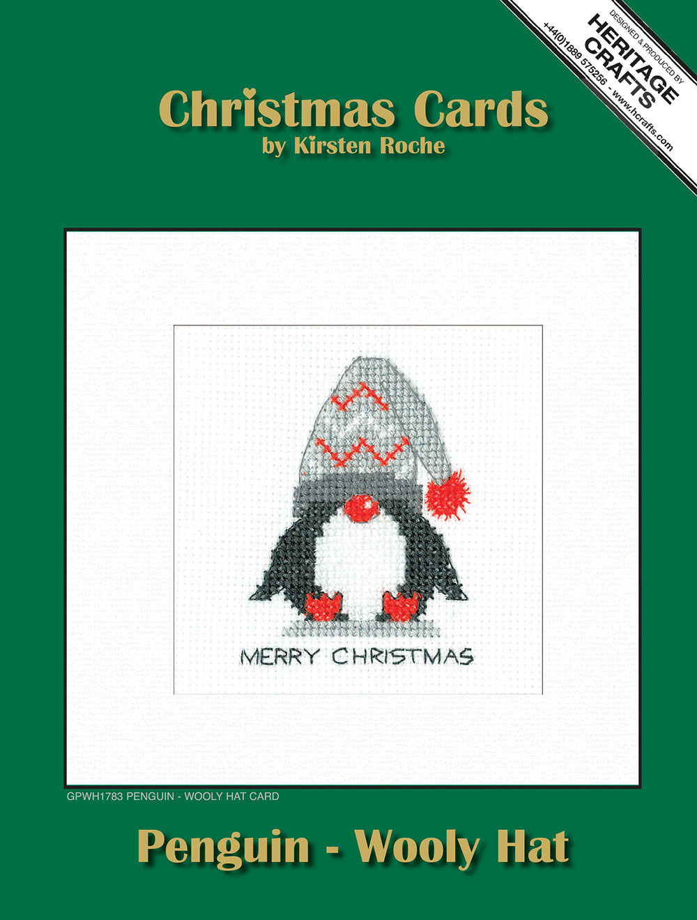 Penguin Woolly Hat Christmas Card cross stitch kit - GPWH1783