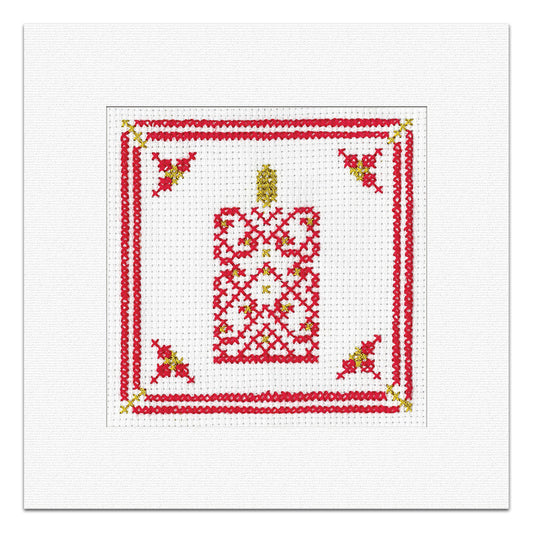 Red & Gold Filigree Candle Christmas Card cross stitch kit - GRFC1728