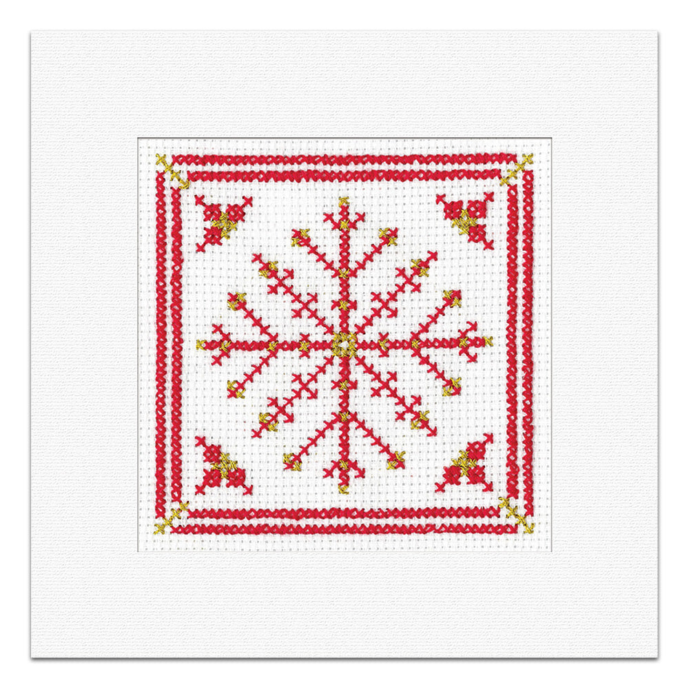 Red & Gold Snowflake Christmas Card cross stitch kit - GRSF1727