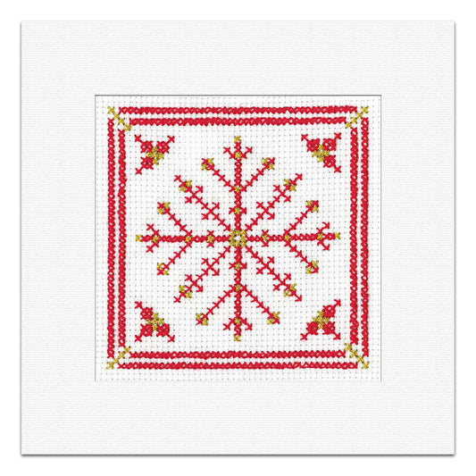 Red & Gold Snowflake Christmas Card cross stitch kit - GRSF1727