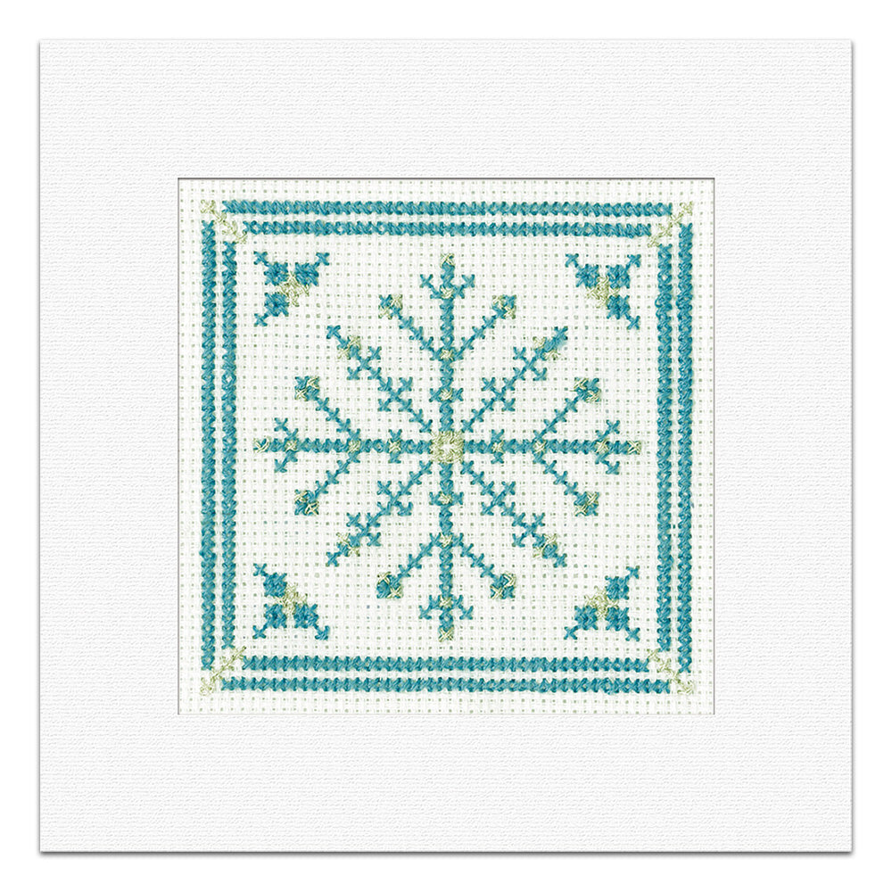 Teal & Silver Snowflake Christmas Card cross stitch kit - GTSF1719