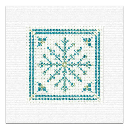 Teal & Silver Snowflake Christmas Card cross stitch kit - GTSF1719