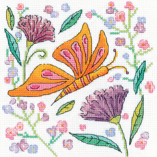 Orange Butterfly cross stitch kit - KBOB1597