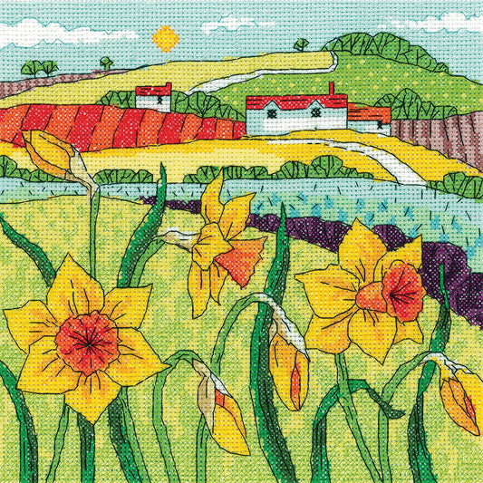 Daffodil Landscape cross stitch kit - KCAL1517