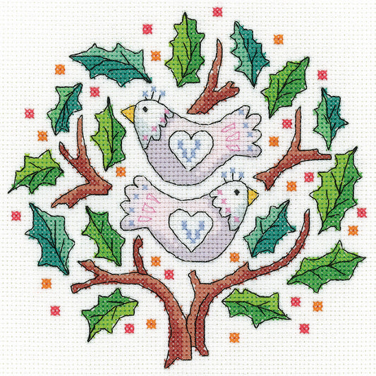 Two Turtle Doves cross stitch kit - KCTD1601