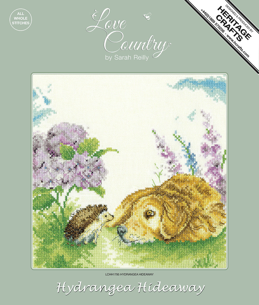 Hydrangea Hideaway cross stitch kit - LCHH1795A