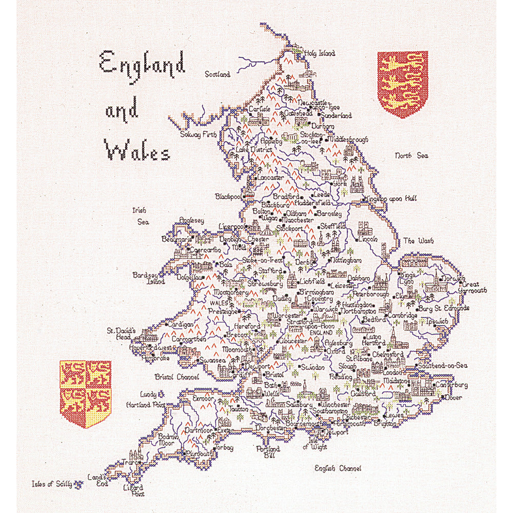 England and Wales cross stitch chart pack - MEW129C