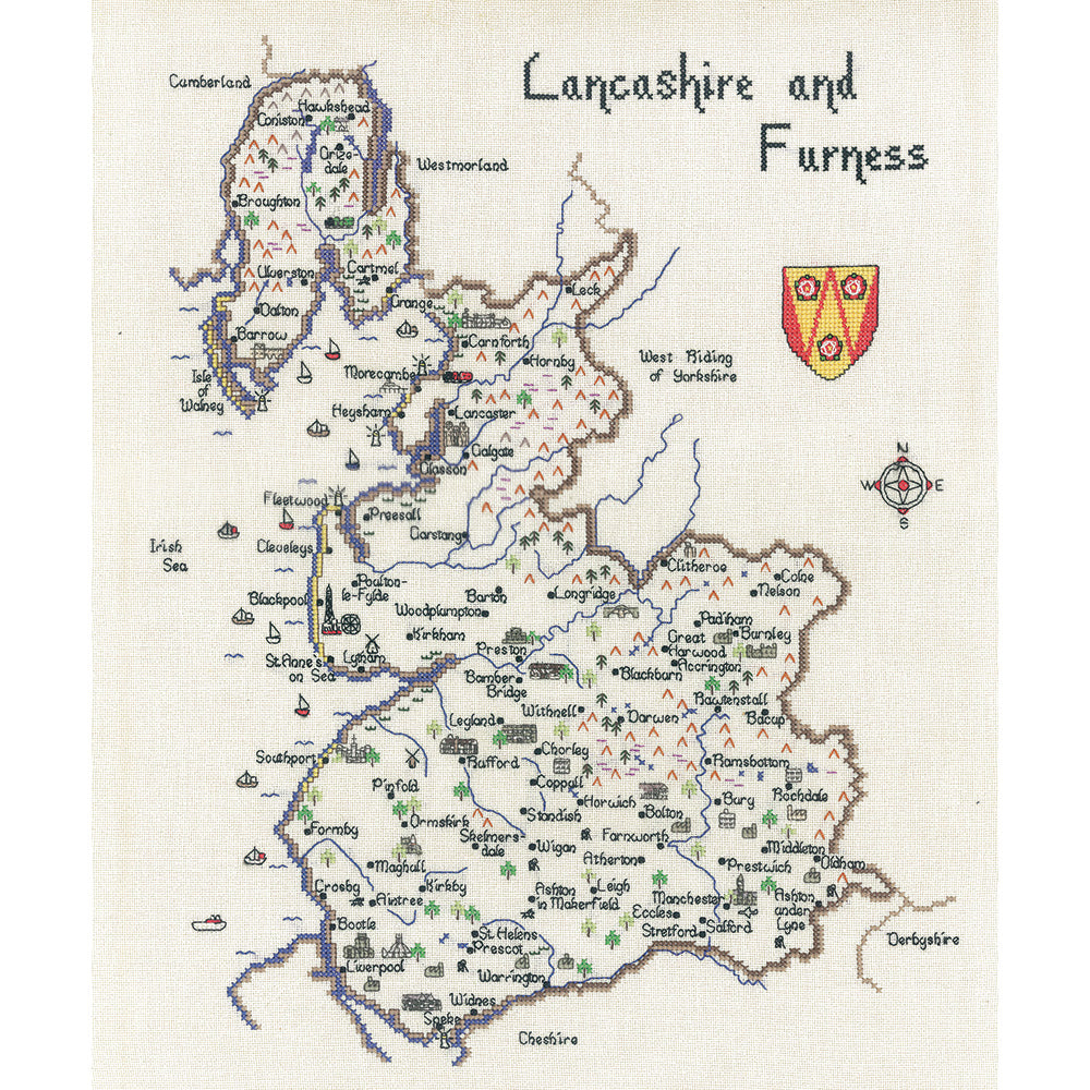 Lancashire and Furness cross stitch chart pack - MLA069C