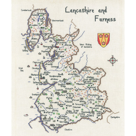 Lancashire and Furness cross stitch chart pack - MLA069C