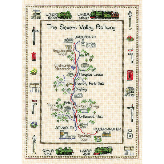 Severn Valley Railway Map cross stitch chart pack - MSV534C