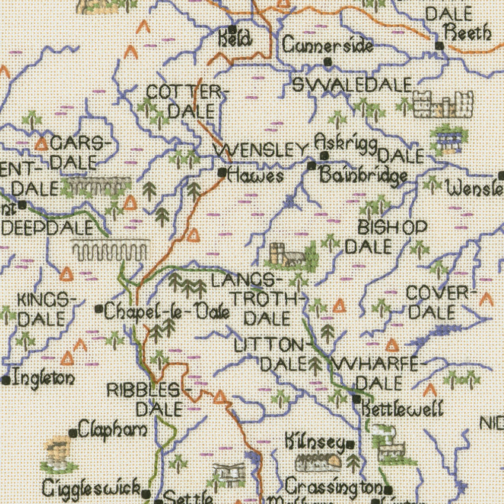 The Yorkshire Dales Special Interest Map cross stitch chart pack - MYD490C