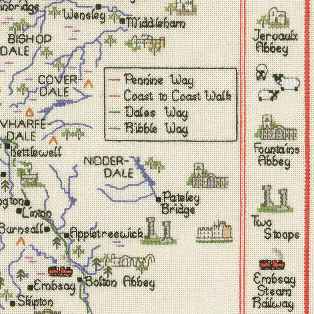 The Yorkshire Dales Special Interest Map cross stitch chart pack - MYD490C