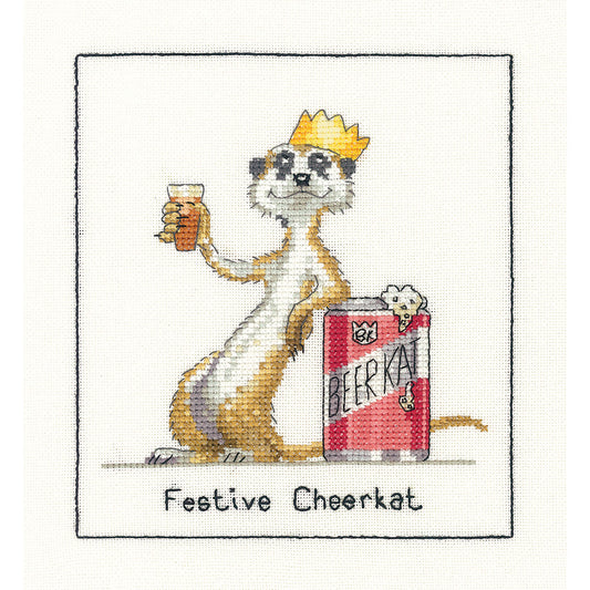 Festive Cheerkat cross stitch chart pack - PUFC644C