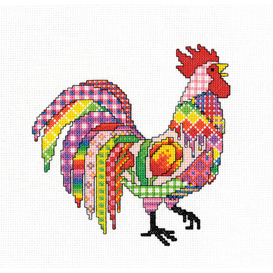 Patchwork Cockerel cross stitch kit - PWCR1978