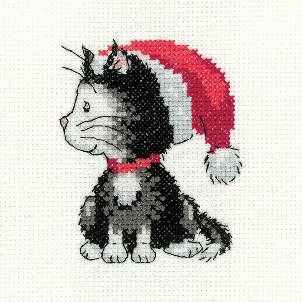 Black and White Christmas Kitten cross stitch kit - SHBW1656